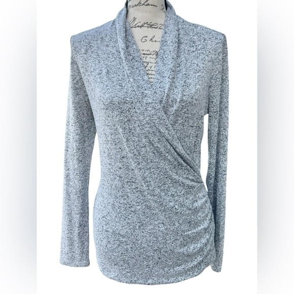 Tahari Knit Surplus Wrap Top Womens Size Small Heather Gray - Picture 1 of 8